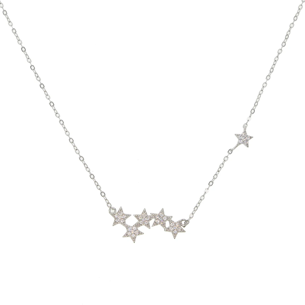 

drop shipping real 925 sterling silver fashion trendy jewelry star tassel choker delicate necklace for women girl 41+5cm chain