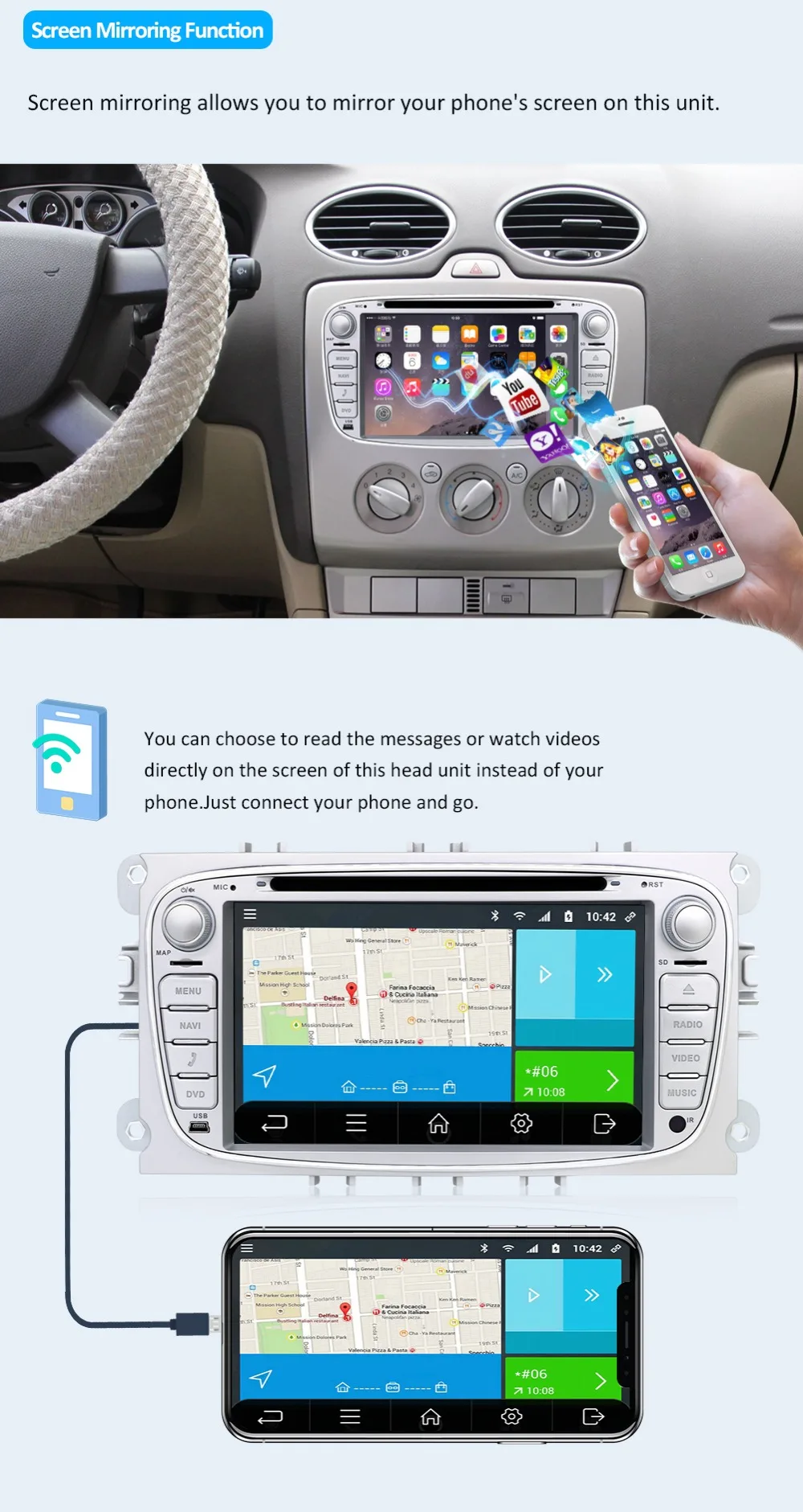 Clearance Bosion Car Multimedia Player Android 9.0 GPS 2 Din car dvd player for FORD/Focus/S-MAX/Mondeo/C-MAX/Galaxy wifi car radio DSP 5