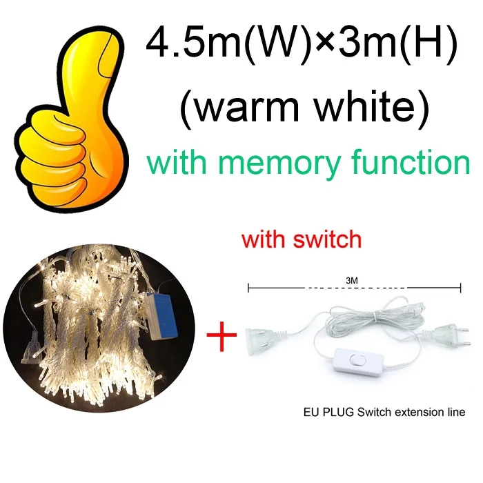 NOVADO 4,5 м x 3 м 304 светодиодный домашний уличный праздничный светильник, Рождественский декоративный Свадебный гирляндовый светильник - Испускаемый цвет: Warm white  line2