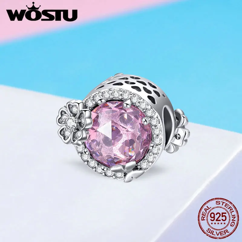 WOSTU горячая Распродажа настоящий 925 пробы Серебряный Сияющий Маргаритка амулеты