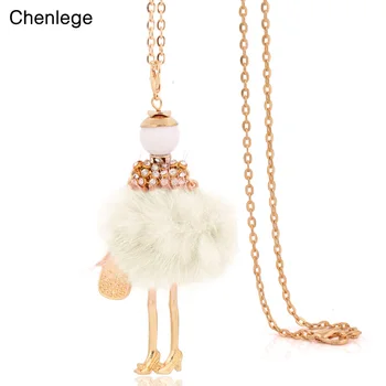 

chenlege 2017 fashion jewelry female bunny fur big chokers white necklace for women statement pendants ladies charm long chain