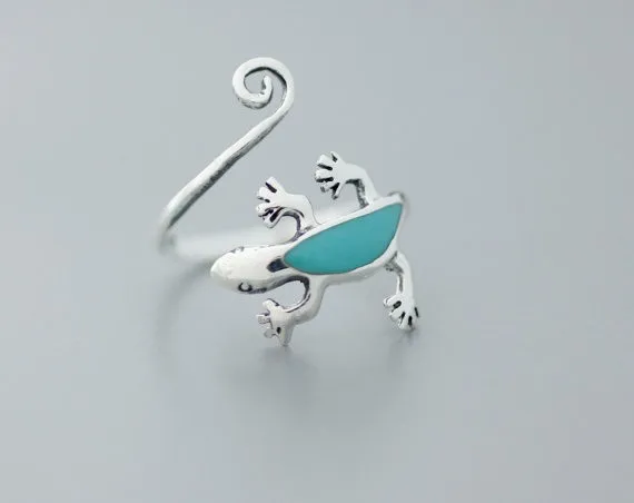Уникальное Трендовое регулируемое кольцо геккон ящерица высокое качество дизайн Золотое серебро Lacerta Promise Кольца для женщин подарок Overwatch Aros