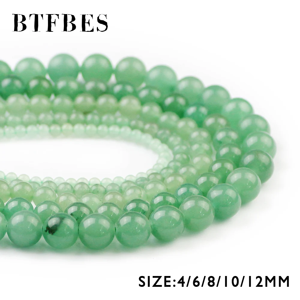 

BTFBES AAA Green Aventurine Natural Stone Beads 4/6/8/10/12MM Round Loose Ball Beads For DIY Handmade Jewelry Making Accessories