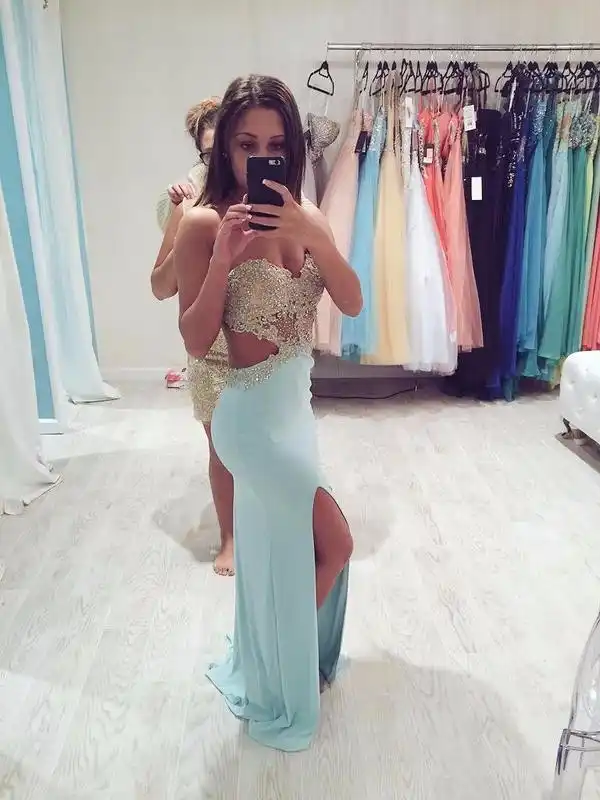 sparkly light blue prom dresses