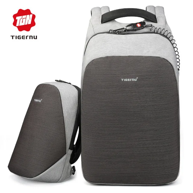 Модный мужской рюкзак Tigernu с защитой от кражи - Цвет: 3351grey 8061grey
