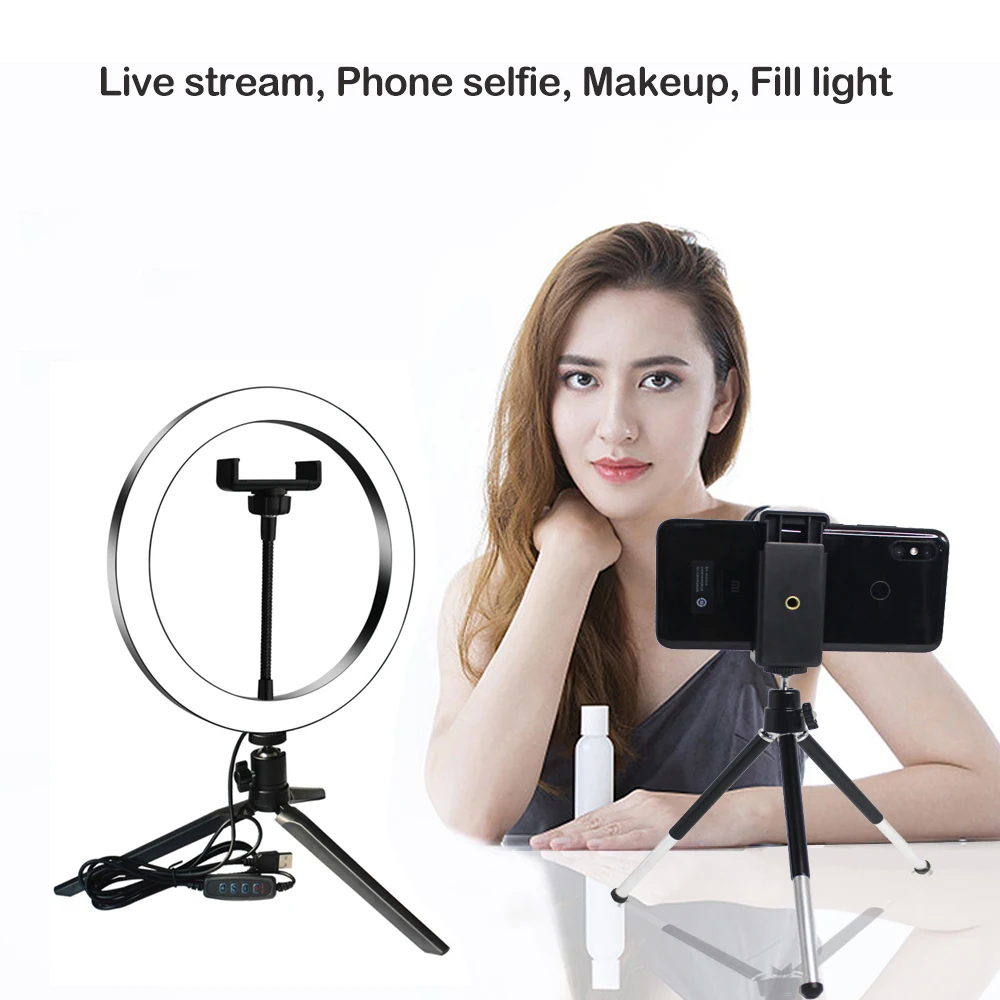

LED Selfie Light Studio Camera Ring Light Photo Phone Video Light Lamp With Tripods Selfie Stick Ring Table Fill Light For Canon