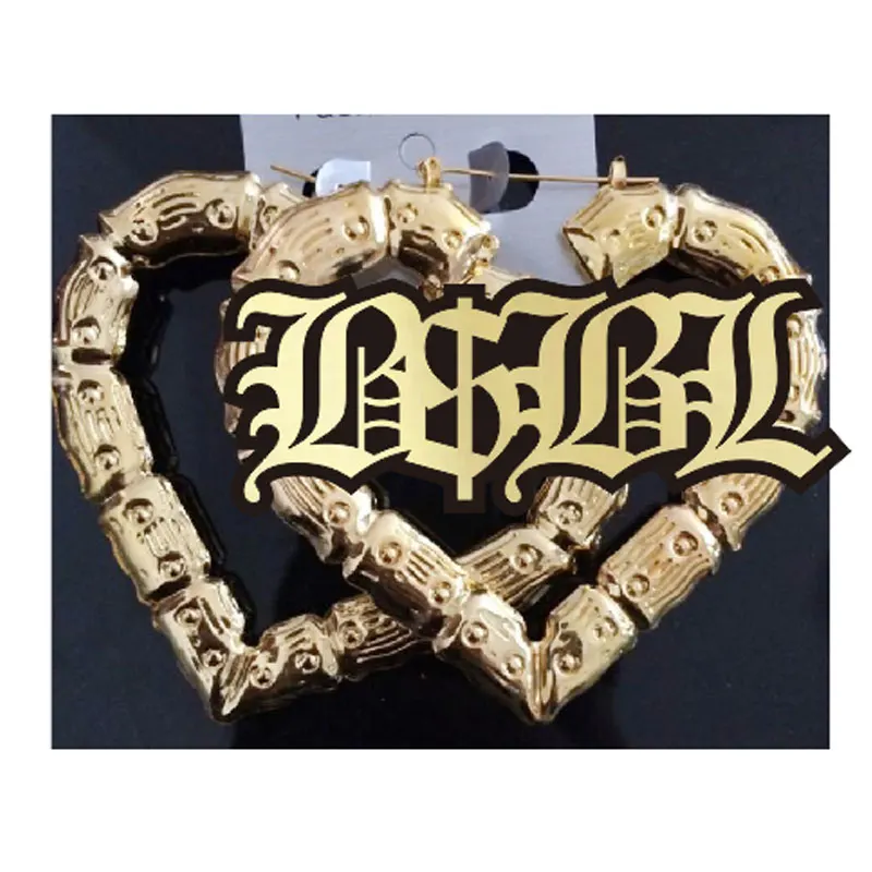 Индивидуальное сердце индивидуальный дизайн Бамбуковые именные серьги старый английский стиль слова серьги