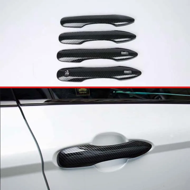 

For Toyota Camry 2018 2019 Car Decoration Carbon Fiber Style Door Handle Cover With Smart Key Hole Catch Cap Trim Molding