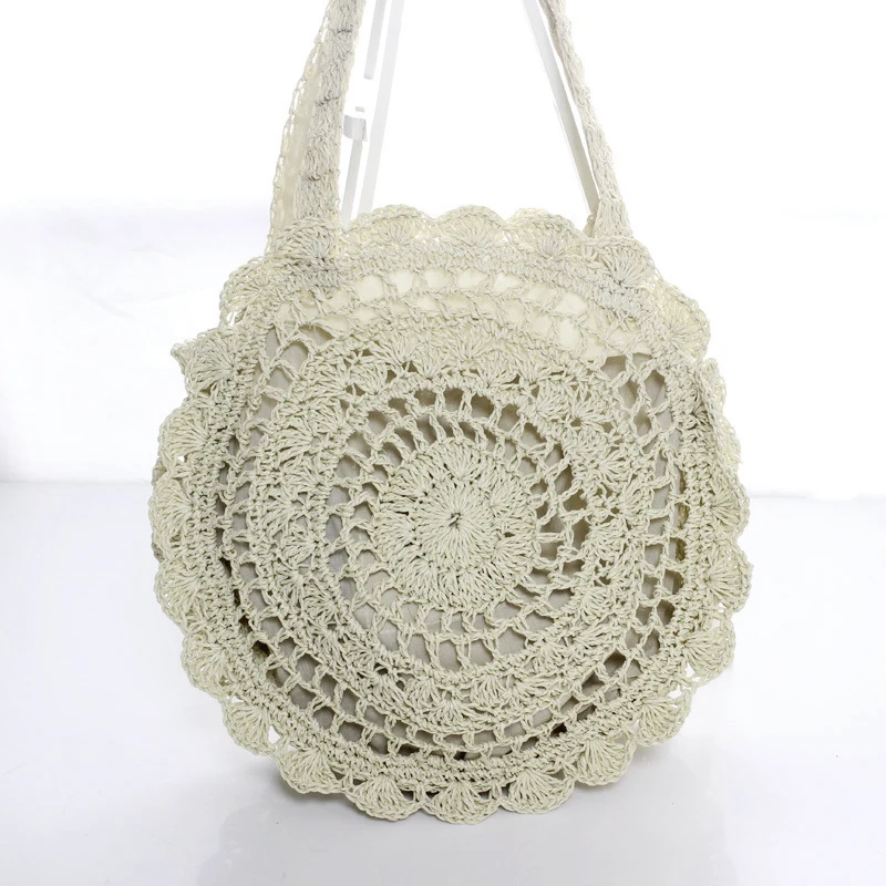 

2018 Bohemian Straw Bags for womens Big Circle Beach Handbags Summer Rattan wicker tote bolsas shoulder ladies round hippie