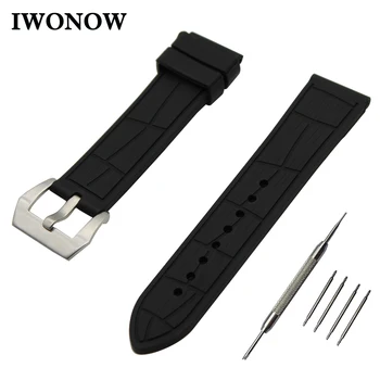 

Silicone Rubber Watch Band 21mm 22mm 23mm 24mm Universal Watchband Stainless Steel Pre-v Buckle Strap Wrist Belt Bracelet