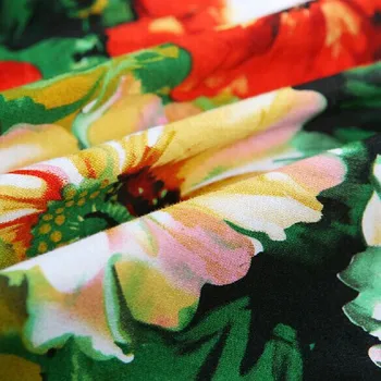 

BZ73 100*140cm Thick Florals Printed Fabric Vintage Cotton Fabric For Women Children Clothing Stretch Satin DIY Fabric