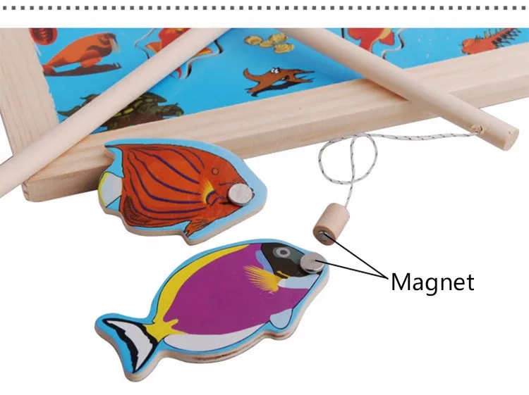 Деревянная головоломка для детей, развивающая игрушка, Веселая Детская Магнитная рыболовная игрушка для детей, игра для рыбалки DT6560