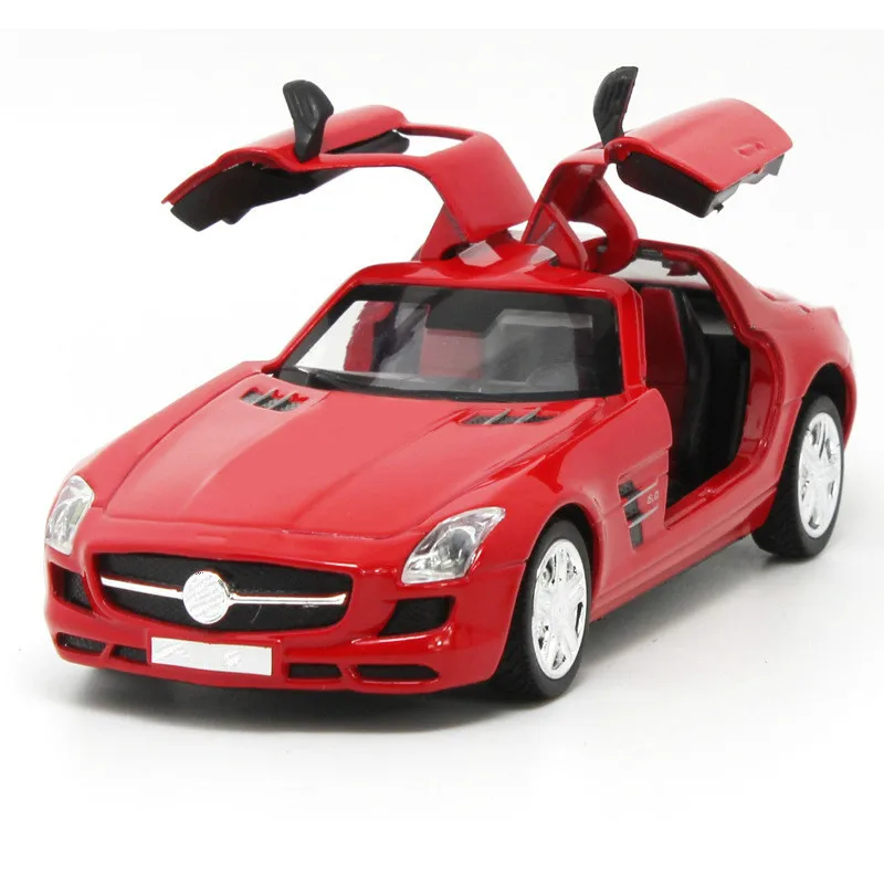 

For Mercedes-Benz Tern SLS Sport Car Model Music Light Pull Back Diecast Super Racing Alloy Boutique Car Model Speed wheels 1:36