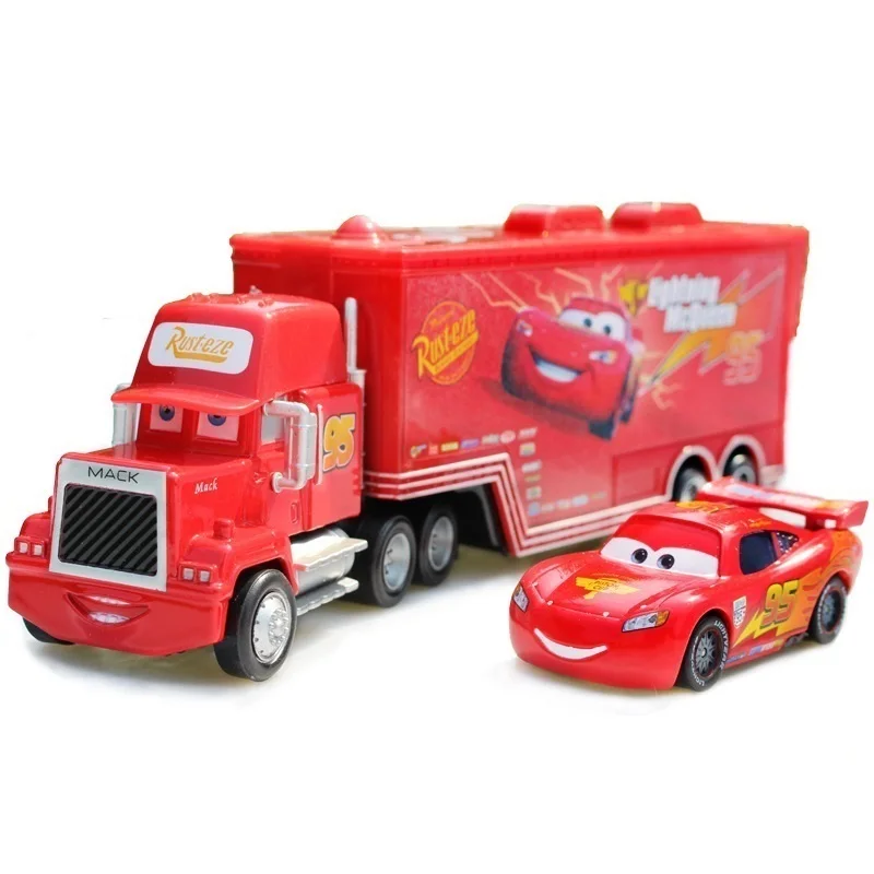 Cars 3 Kids Toys Grey Mcqueen Mack Hauler Truck & Racer Metal Toy Car 1:55 Loose 