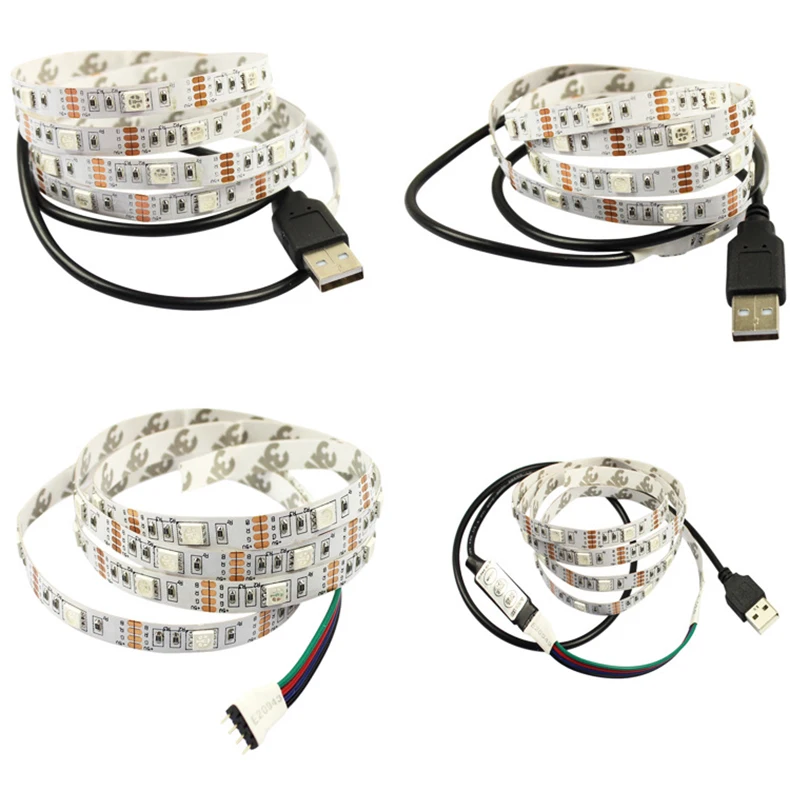 ТВ Подсветка RGB Светодиодные ленты 5050 Водонепроницаемый DC5V USB светодиодный лента