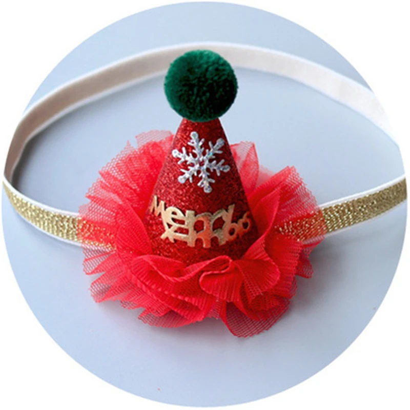 Детские Эластичные Цветочные короны, рождественские эластичные повязки на голову, Подарочные повязки для волос, аксессуары для волос, головной убор, Рождественский ободок