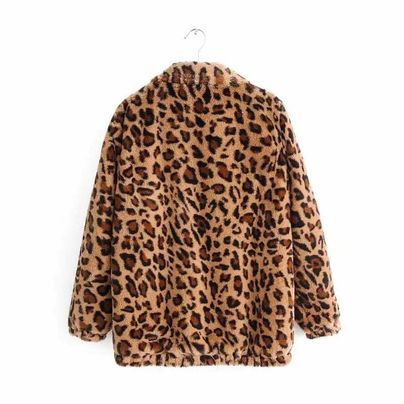 lower price  Women Winter Autumn Vintage Leopard Jacket Female Warm Animal Print Tops Long Sleeve Cotton Coat Cl
