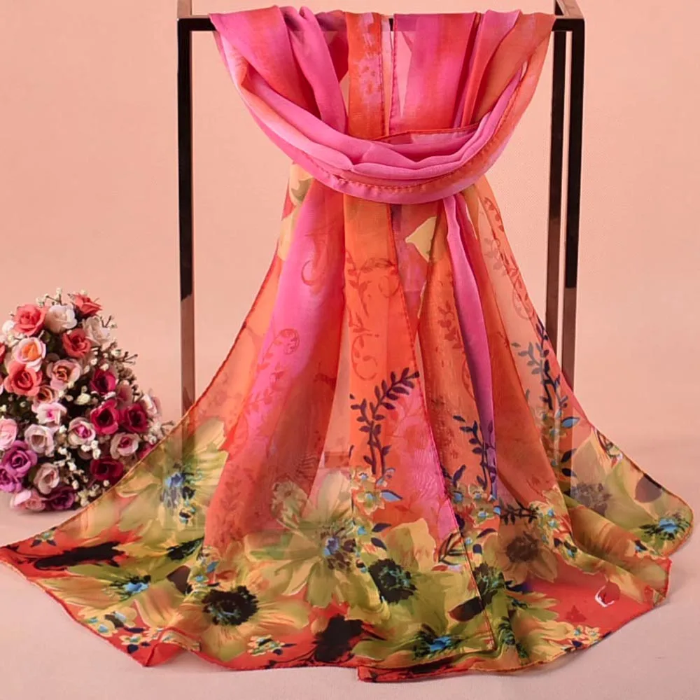 Элегантный женский шарф с цветочным принтом, Длинный мягкий шарф, модная трендовая Женская шаль, большие шарфы, шейный платок# L