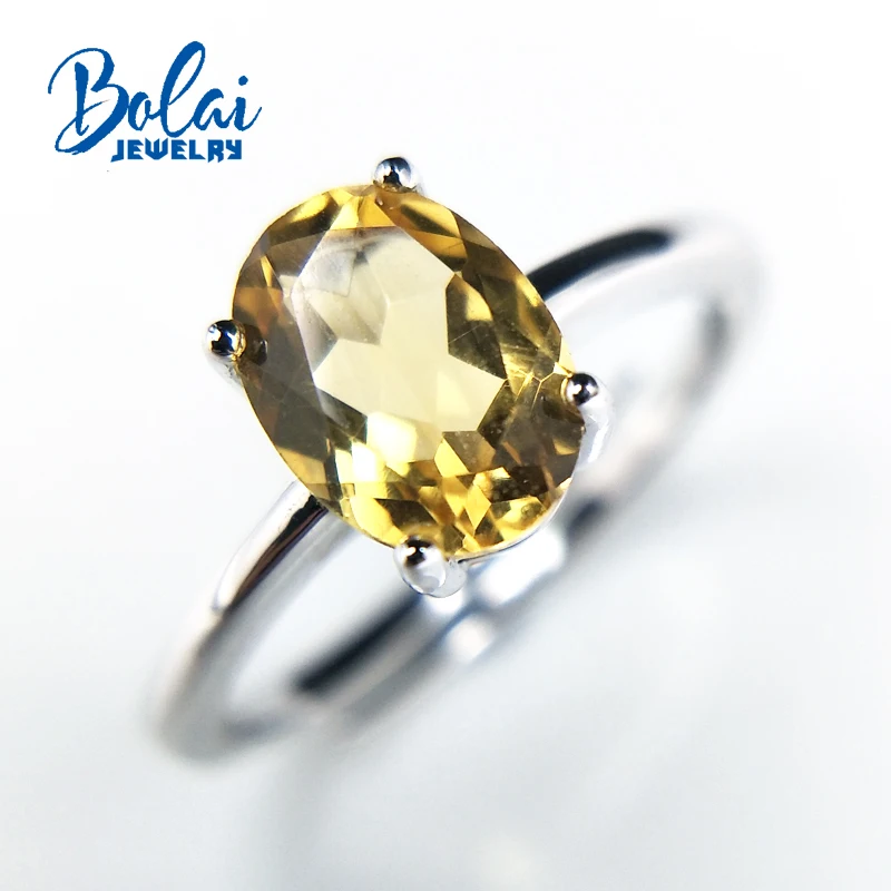 

Bolaijewelry,hot sale simple natural citrine gemstone Ring 925 sterling silver fine jewelry nice gift for women wife lady