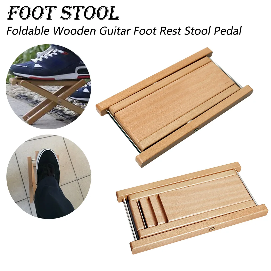 

Foldable 27*13.5*2.2cm Wooden Guitar Foot Rest Stool Pedal 4-Level Adjustable Height Beech Wood Material Guitar Accessories