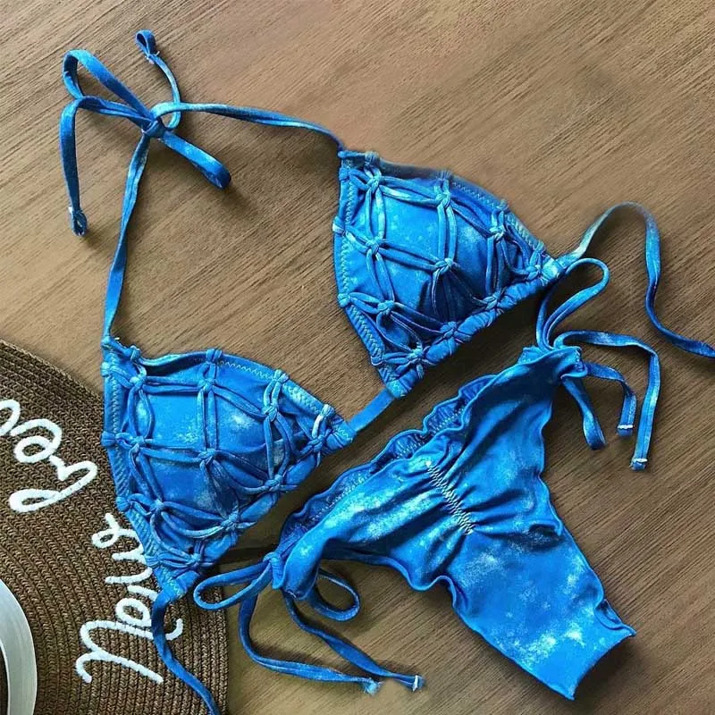 JWAINCKD прозрачное бикини пуш-ап синий купальник женский бикини Mujer Maillot De Bain Femme купальный костюм сексуальный бикини XL