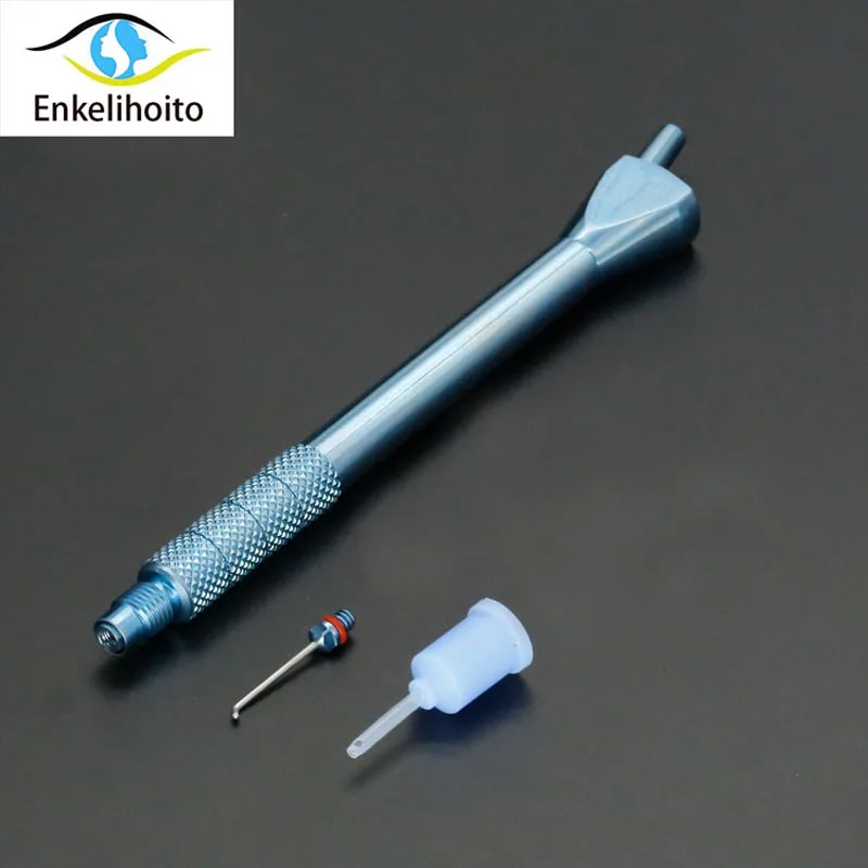 Microscopic instrument ophthalmology high quality titanium alloy super breast injection handle with blue sleeve straight elbow 4
