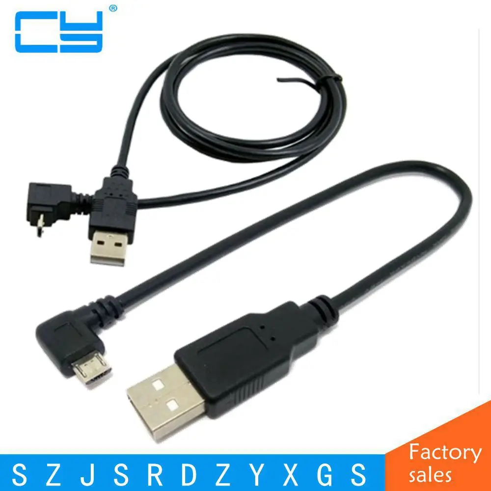 Левый/правый угловой 90 градусов Micro USB штекер кабель для зарядки данных сотового
