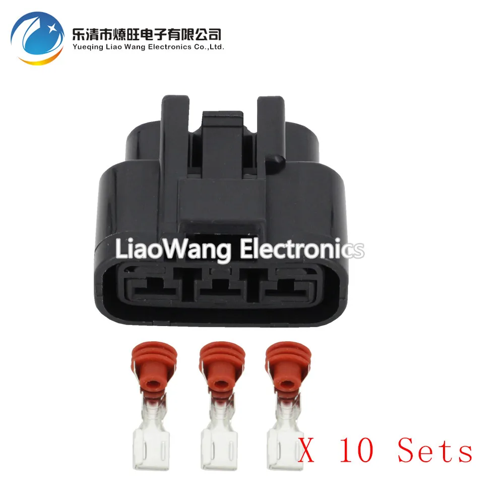 

10 sets 3 Pin right slot car electronic fan / fan plug with terminal and waterproof plug DJ7031YA-6.3-21 car connector 3P