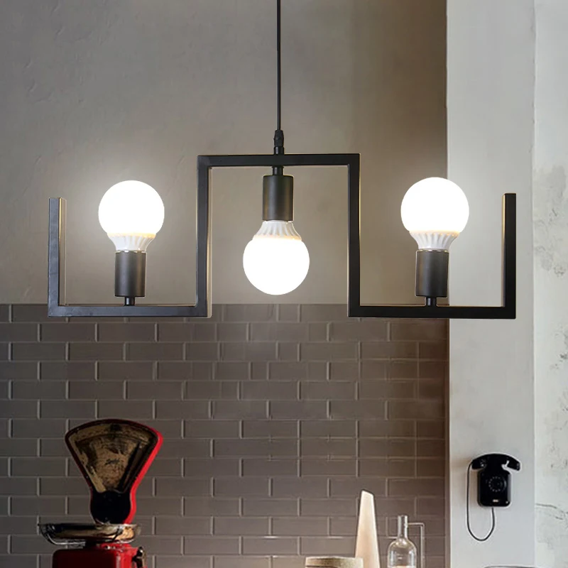 

Vintage Loft Iron Black Chandeliers Restaurant Pendant Lamps Cafe Decorative Lighting Hanging Hanglamps Avize Luminaria Fixtures