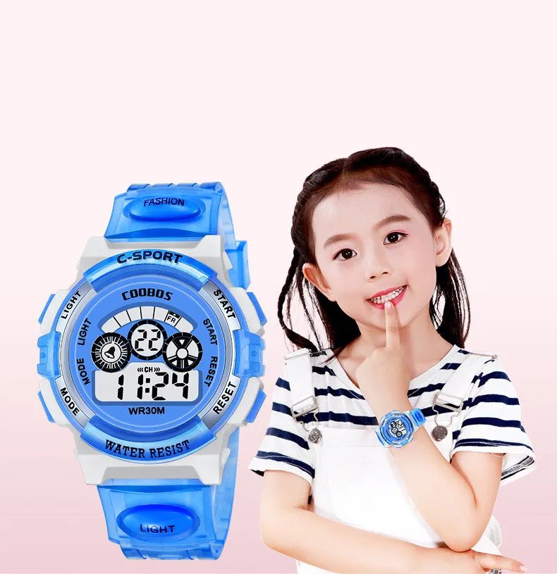 Новые водонепроницаемые детские часы для мальчиков и девочек, светодиодный цифровые спортивные часы, пластиковые детские часы с будильником, повседневные часы, выберите подарок для детей