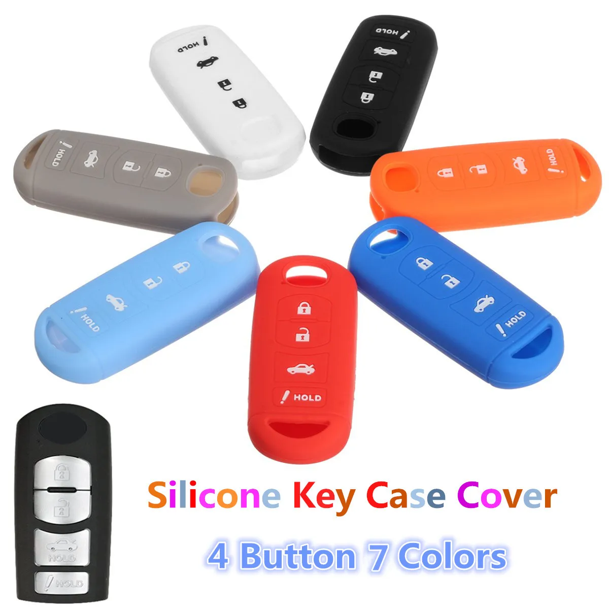 

4 Button Silicone Car Key Cover Case Shell For MAZDA 3 6 MX5 CX-5 CX-7 CX-9-SCION-IA Protect Holder Shell Accessaries