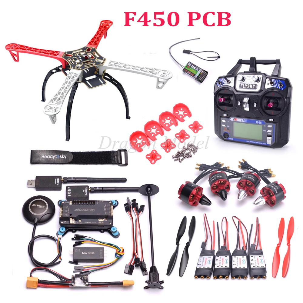 

F450 PCB Quadcopter Frame Kit APM2.6 flight controller M8N GPS Power Module 2212 920kv motor 433 telemetry mini OSD