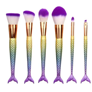 

6Pcs Fish Tail Pro Makeup Cosmetic Brushes Set Nylon wool Powder Foundation Eyeshadow Lip Brush 2017 New fashion 3MY12