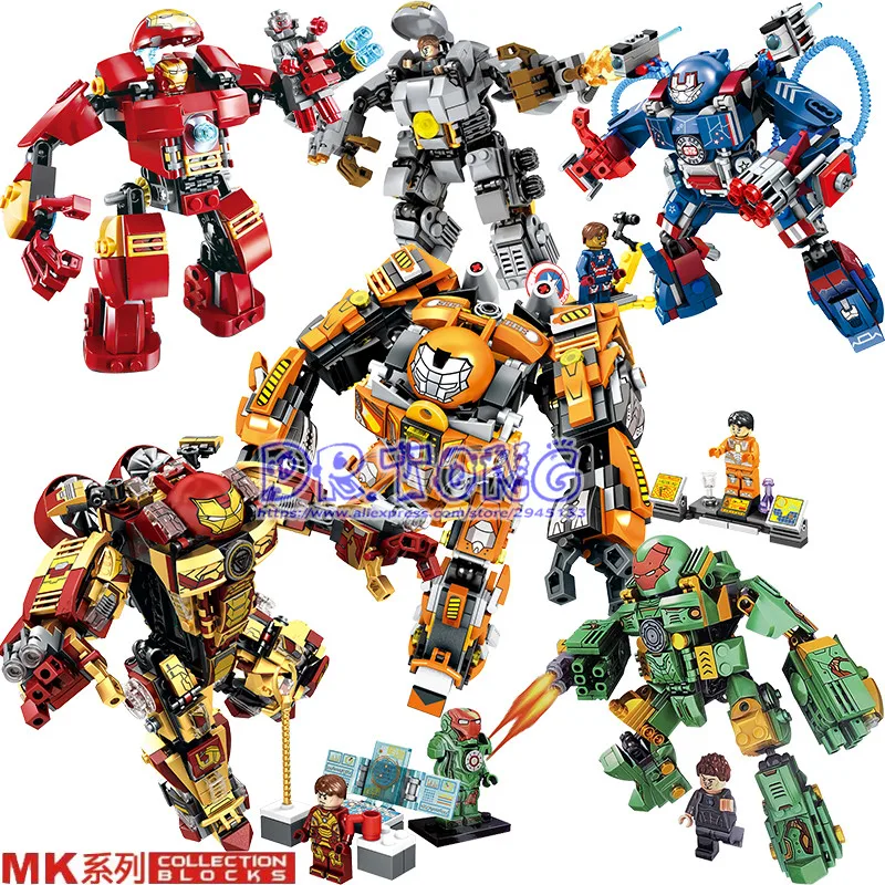 DR TONG New Super Heroes Captain Avengers Iron Man Armor Hulk Bricks Iron Man Action Building