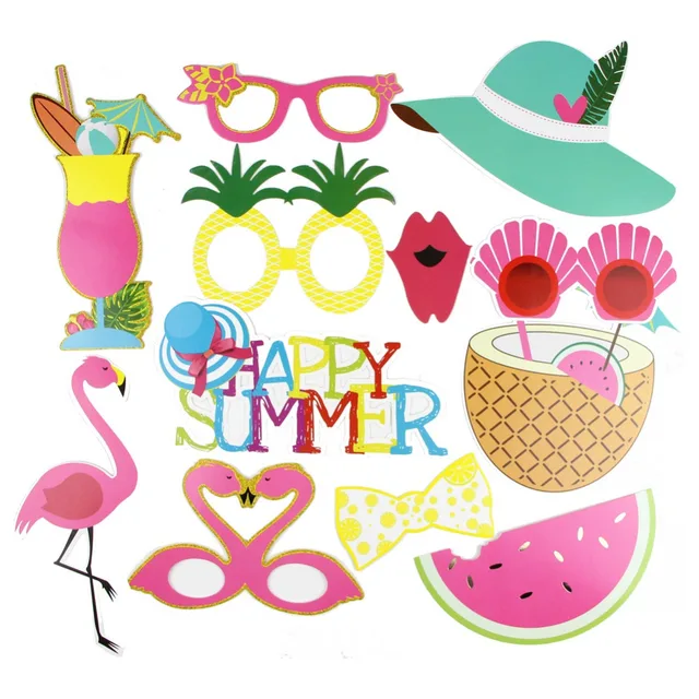 Pack Of 12 Photo Booth Props Beach Luau Hawaiian Party 