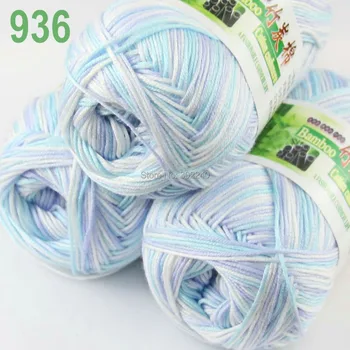 

Lot of 3 Skeins Super Soft Natural Bamboo Cotton Knitting Yarn White blue 936