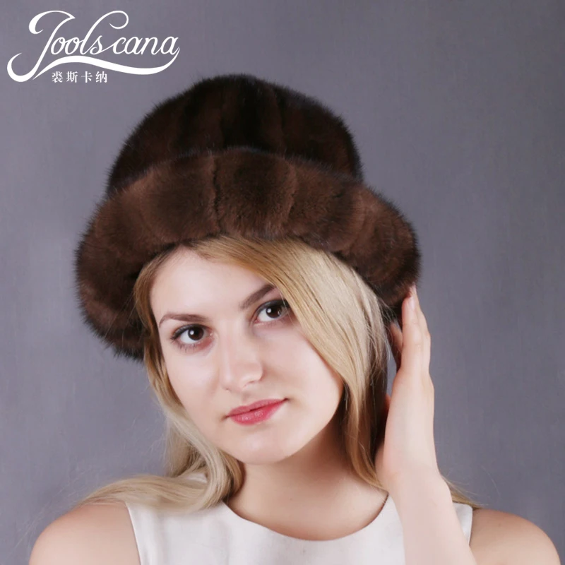 

JOOLSCANA Mink hats for women with wide brim hat exquisite cap women natural mink fur caps warm beanie classy fur high quality