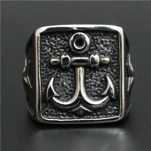 

Personal Design Anchor Punk Style Ring 316L Stainless Steel Man Boy Christmas Five point Star Ring