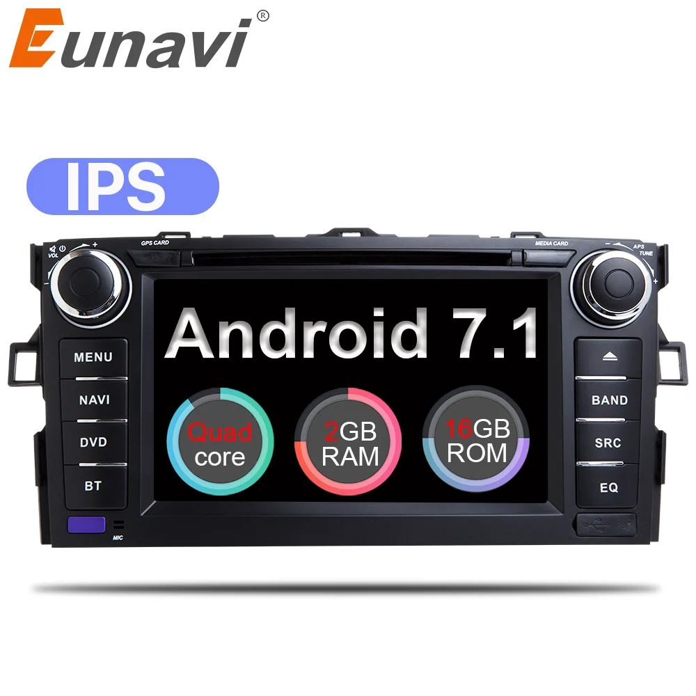 

Eunavi 7'' 2 din Android 7.1 Quad Core Car DVD Player For Toyota Auris Hatchback 2Din GPS Navigation Radio RDS Stereo wifi USB