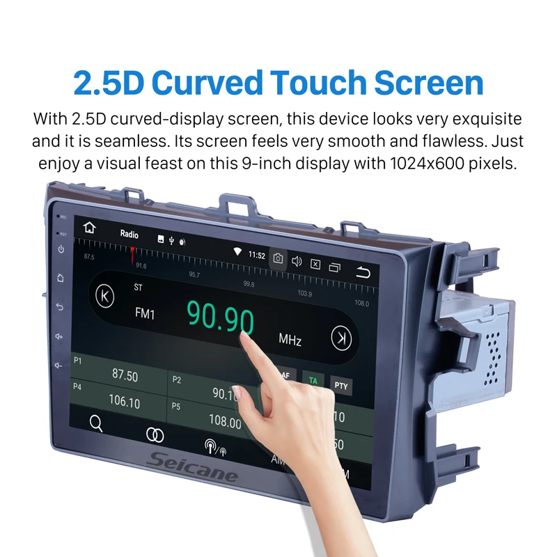 Perfect Seicane Car Stereo Android 9.0 HD 9" GPS 1Din For Toyota COROLLA 2006 2007 2008 2009 2010 2011 Multimedia Player Wifi Head Unit 2