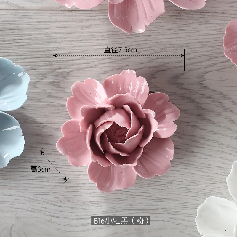 Peony Cherry blossoms decorative wall flower dishes ceramic decorative plates handicraft porcelain flowers craft home decoration