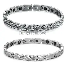 Fashion 20CM Charm Bling Titanium Stainless Steel Health Magnetic Bracelets Womens Ladies Hologram Bracelets Anti-fatigue titanium pressure reduction magnetic bracelets bangles black