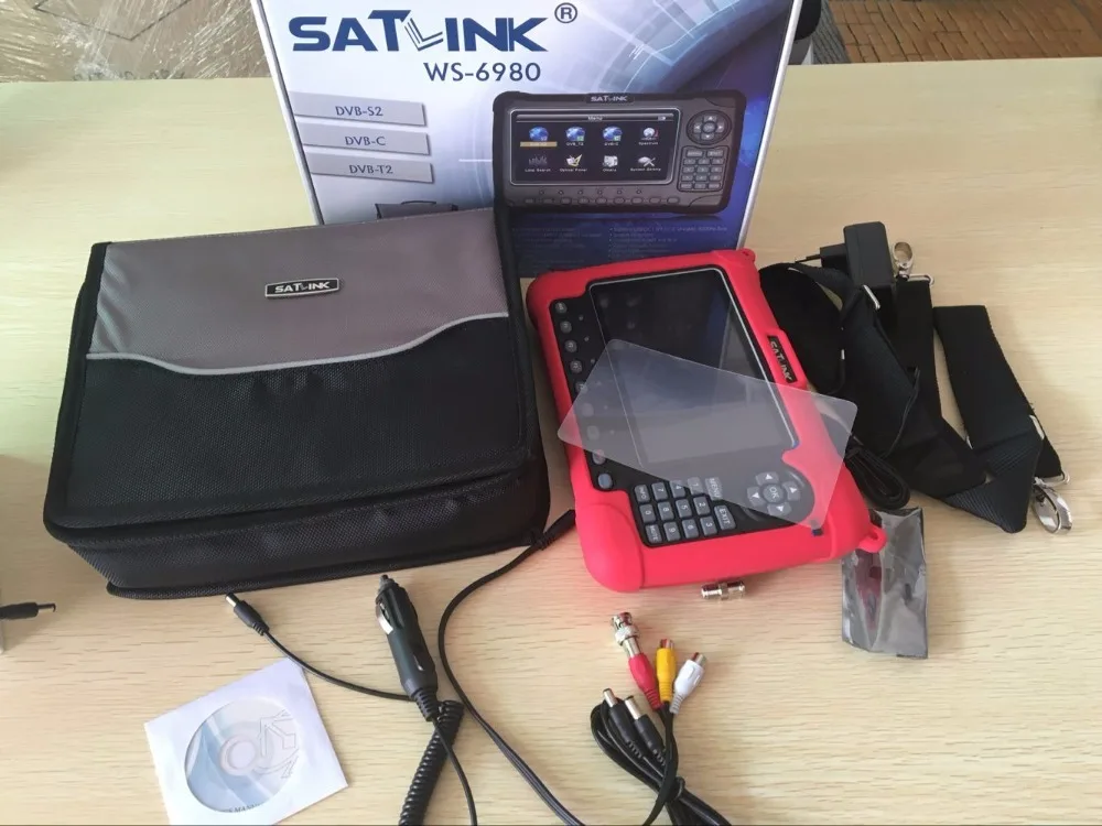 Satlink 6980 hevc h.265 7 дюймов ЖК-дисплей WS6980 ws-6980 DVB-S2/C DVB-T2 оптического обнаружения спектра спутниковый искатель satlink WS 6980