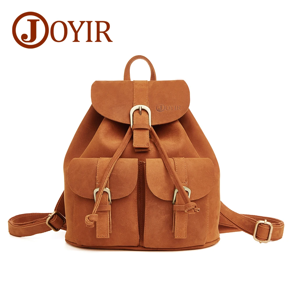 

JOYIR Women Backpack Genuine Leather Vintage Brown School Girl Shoulder Bag Backpacks Female Leather Ladies Shopping Travel Bags
