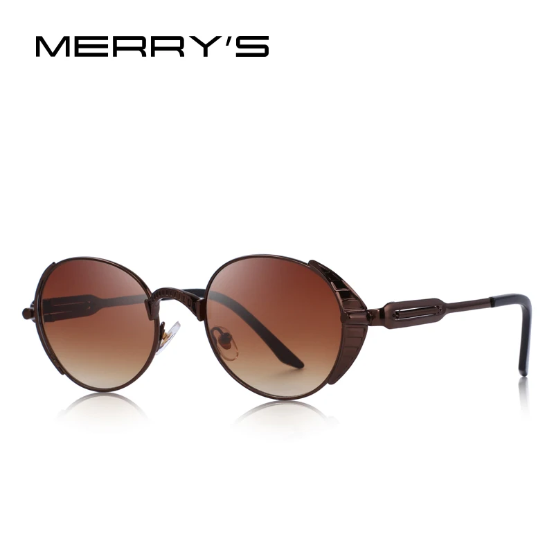 Merry's Дизайнерские мужские/женские стимпанк Винтажные Солнцезащитные очки фирменный дизайн солнцезащитные очки UV400 защита S'6166 - Цвет линз: C08 Brown