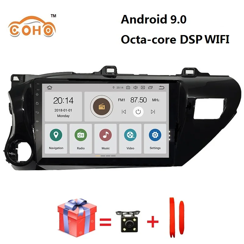 

Car radio Android 9.0 8-core 4/64G for 2015-2018 TOYOTA Hilux with BT GPS navigation Carplay DSP SWC and WIFI