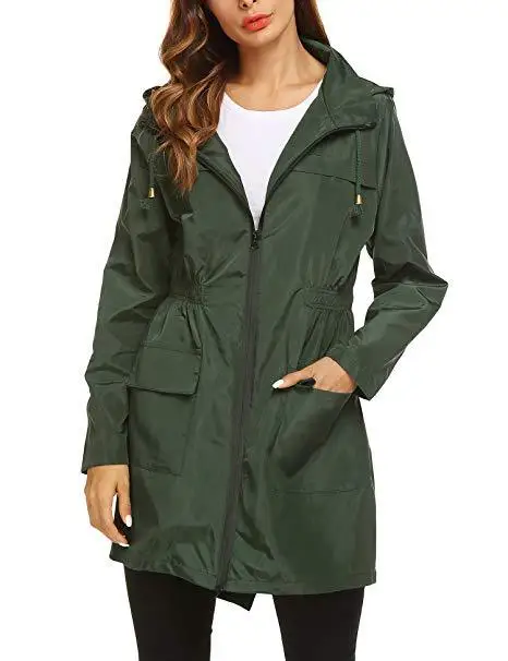 

Zipper Solid Trench Coat for Women Hooded Full Sleeve Ladies Windbreaker Slim Casual Designer Fall Coat