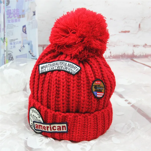 

BomHCS Winter Women's Soft Thick Warm Cable Handmade Knitted Letters Beanie Hat with Pom Pom