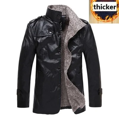 Мужская куртка большого размера, 8XL, искусственная кожа, искусственная кожа, коричневое зимнее пальто Parker, флисовое теплое толстое пальто большого размера, 6XL, 7XL, Коричневое Пальто - Цвет: picture color
