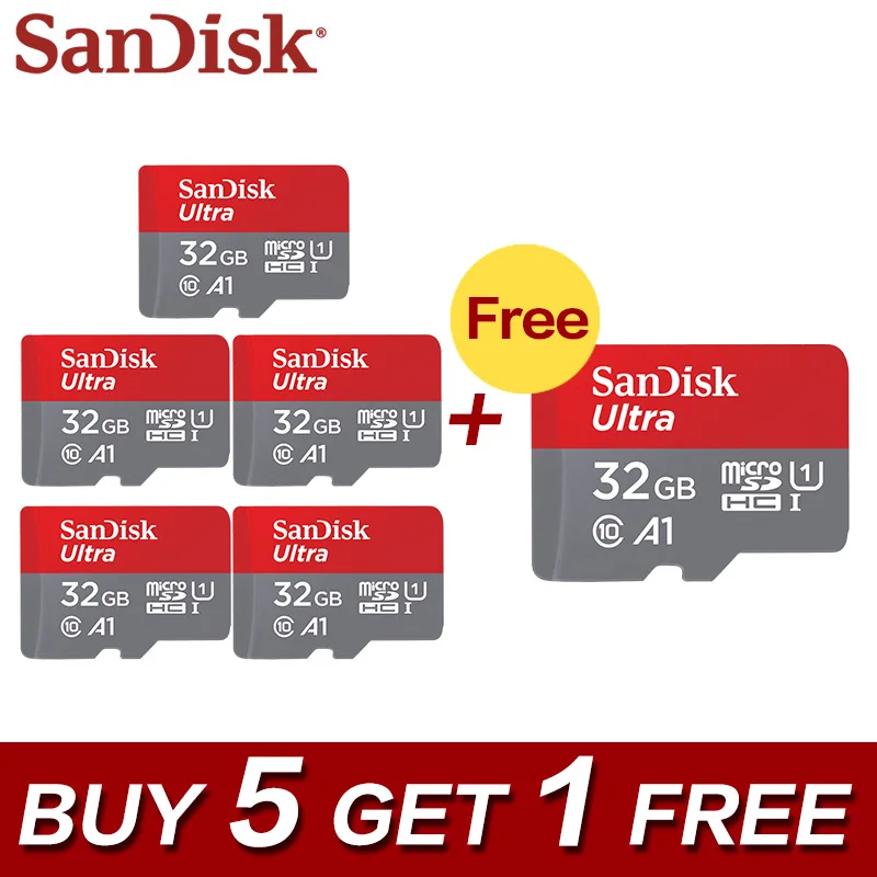 Дешевый Sandisk карта памяти купить 5 получить 1 бесплатно 32 Гб 64 Гб максимальная скорость чтения 90 м с Micro SD карта класс 10 UHS I памяти Microsd 128 ГБ 200 ГБ